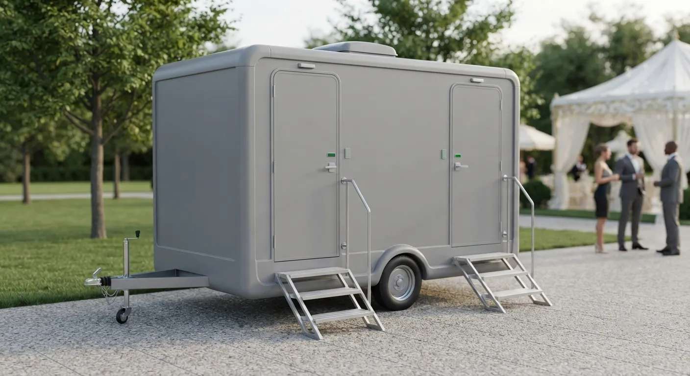 2 stall restroom trailer from our Alameda fleet