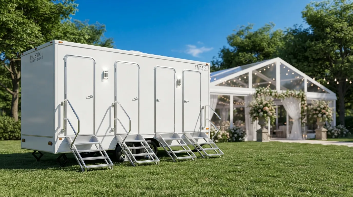 4 stall restroom trailer from our Alameda fleet